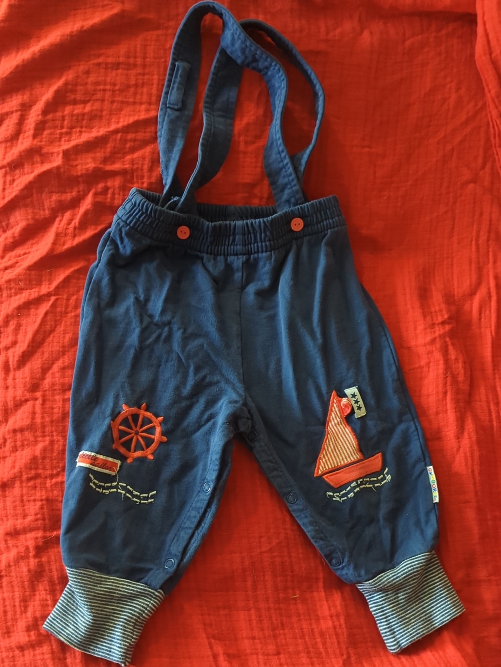 Vintage Gymobree Navy Baby Sailboat Overalls with Straps